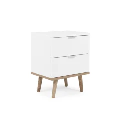 Table de chevet blanche 2 tiroirs ALVA