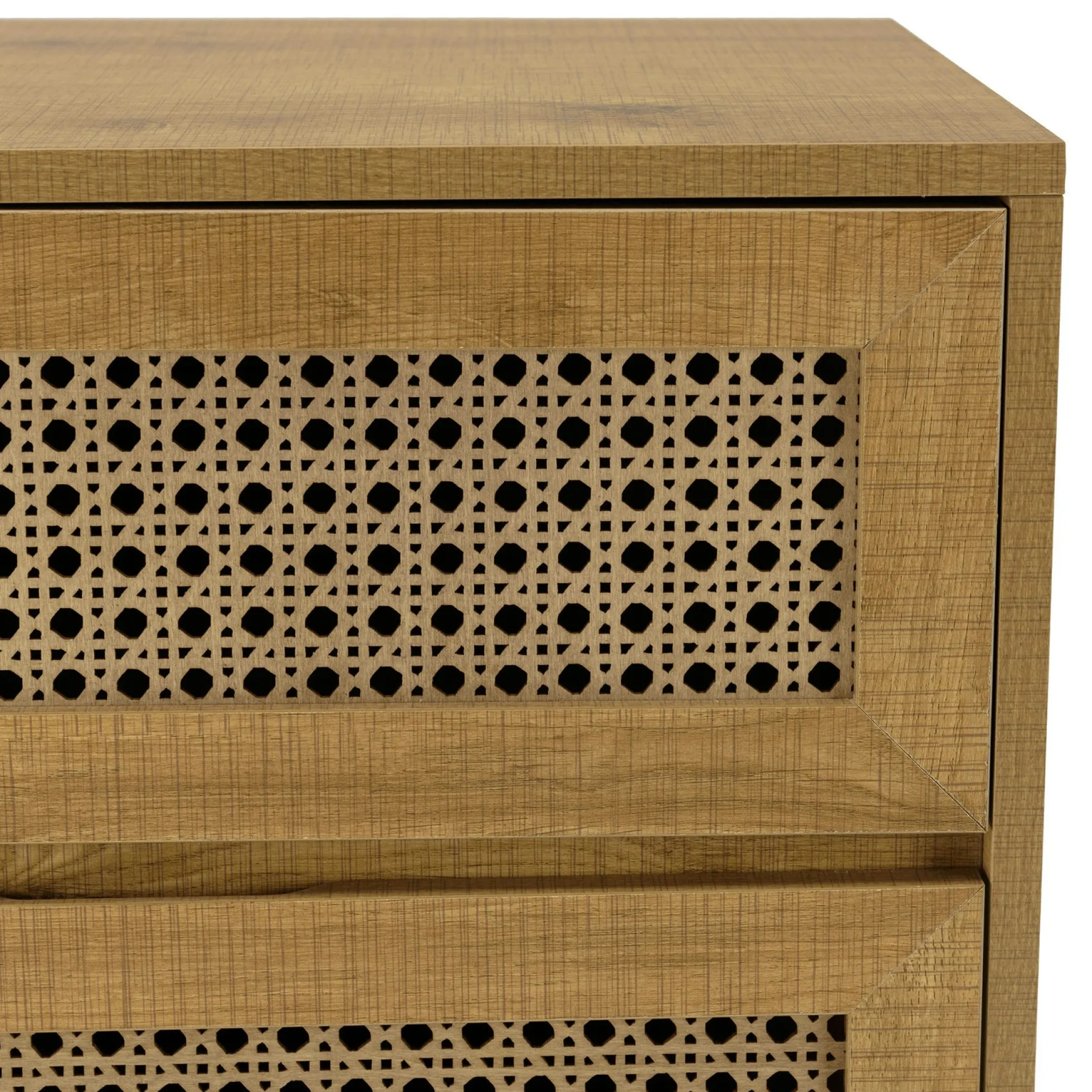 Table de chevet bois naturel 2 tiroirs cannage ALCUDIA