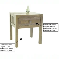 Table de chevet bois style rétro GALA
