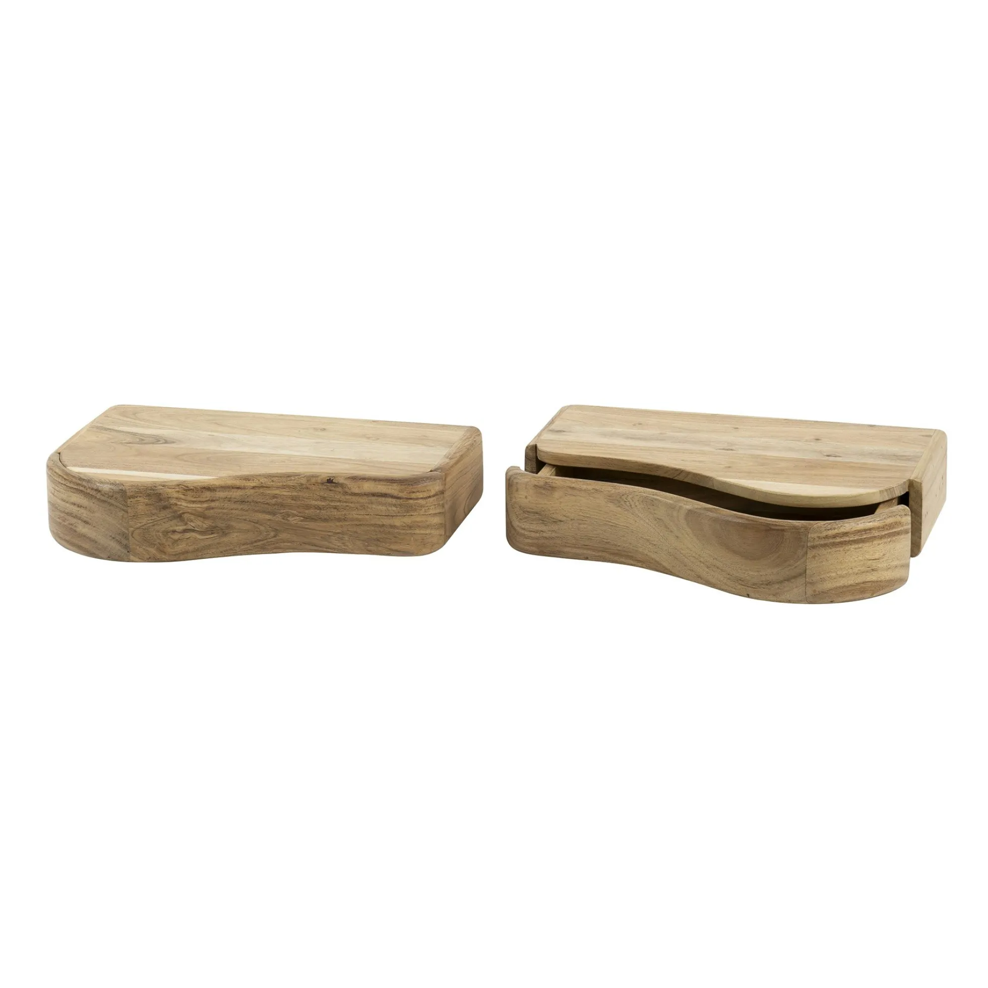 Table de chevet bois – 1 tiroir, organique (lot de 2) MELBOURNE