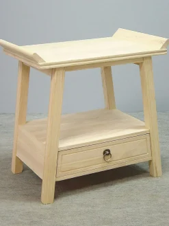 Table de chevet / Bout de canapé Chinois Hévéa 1 tiroir, 1 plateau 60x40x60cm MAORI