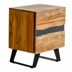 Table de chevet en bois d'acacia 2 tiroirs CANYON
