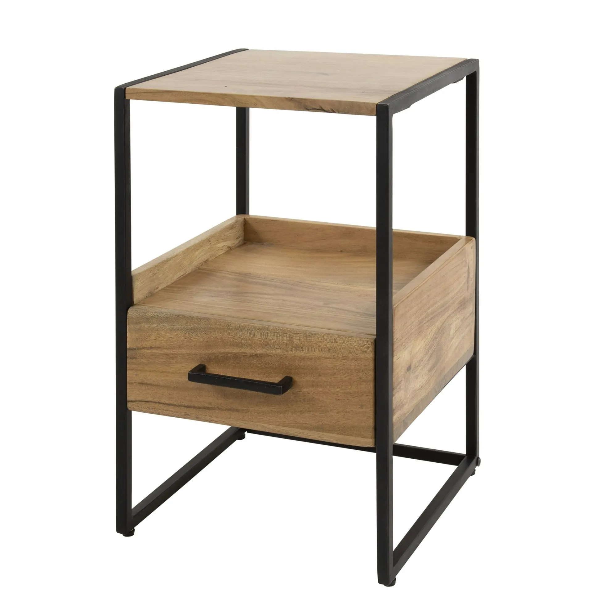 Table de chevet en bois d'acacia avec niche et tiroir MELBOURNE