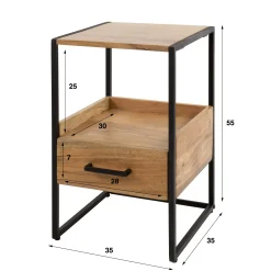 Table de chevet en bois d'acacia avec niche et tiroir MELBOURNE