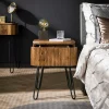Table de chevet en bois de manguier motif baguette avec pieds épingle DELHI