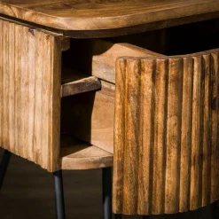 Table de chevet en bois de manguier motif baguette avec pieds épingle DELHI