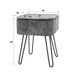 Table de chevet en bois de manguier motif baguette avec pieds épingle DELHI