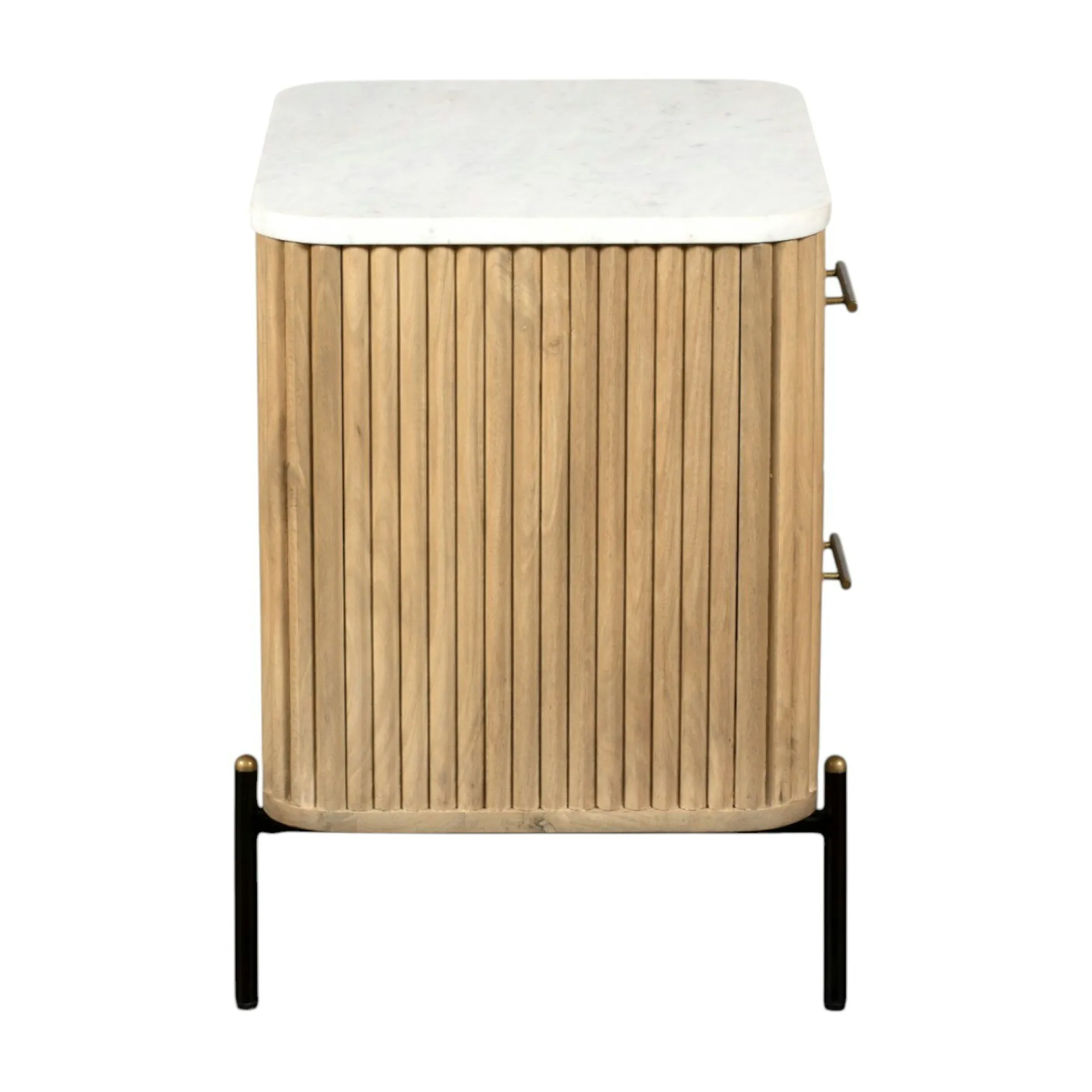 Table de chevet en bois de manguier et marbre MASSA