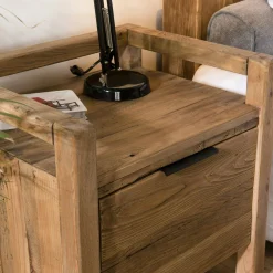 Table de chevet en bois de pin recyclé 1 tiroir DENVER