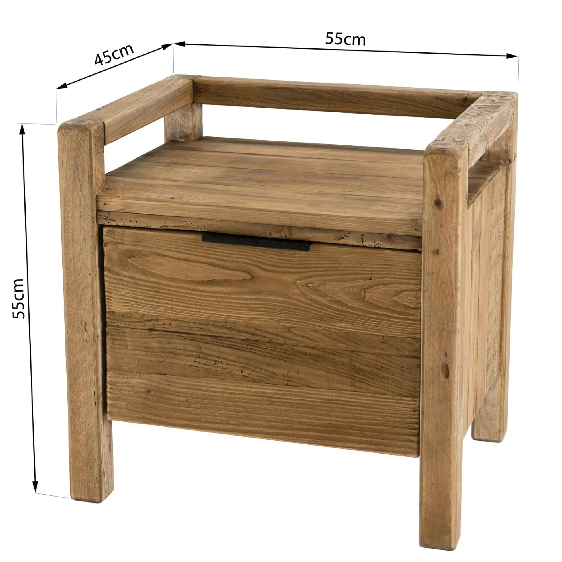 Table de chevet en bois de pin recyclé 1 tiroir DENVER