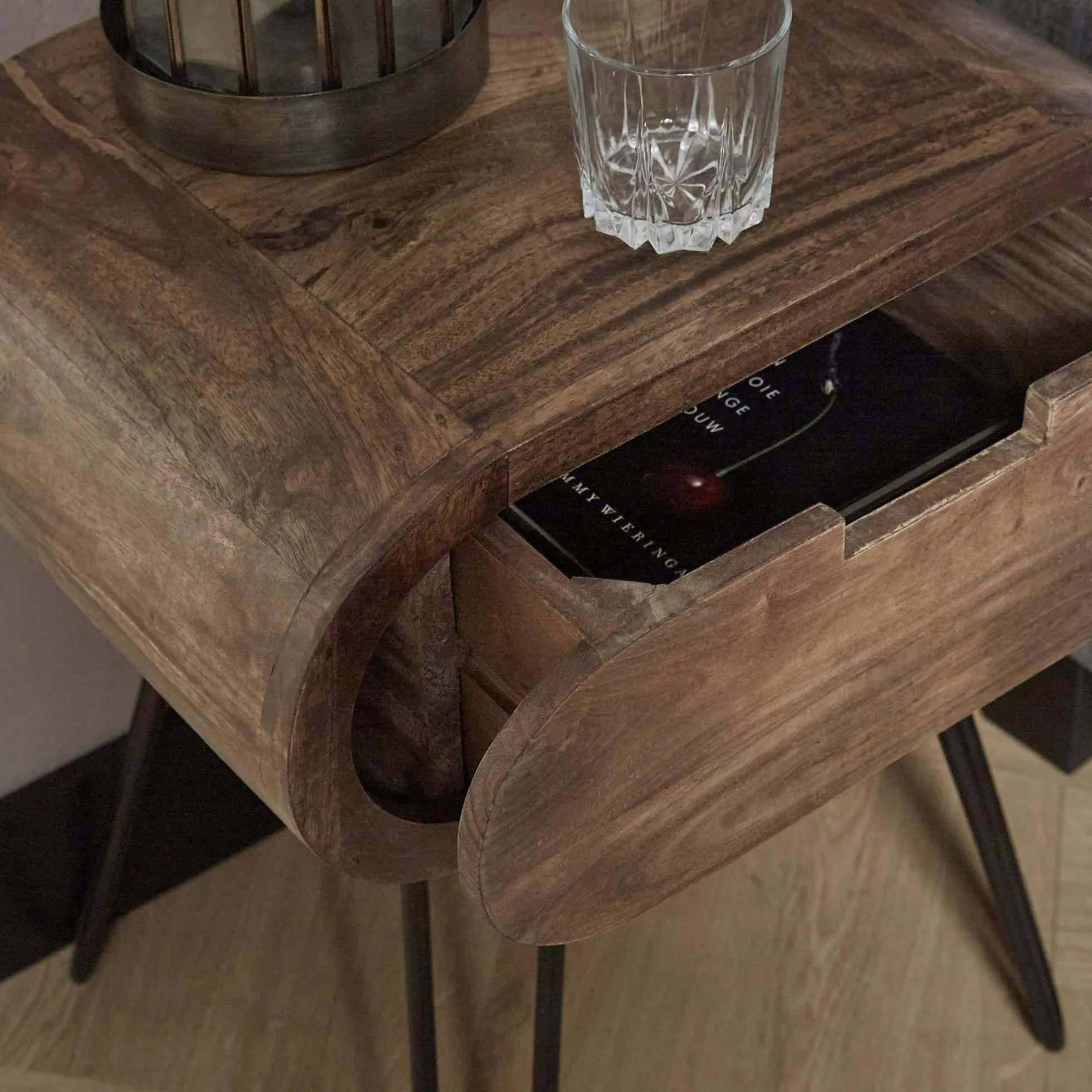 Table de chevet en bois forme oblongue NIAGARA