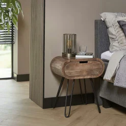 Table de chevet en bois forme oblongue NIAGARA