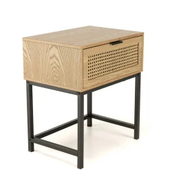 Table de chevet en bois 1 tiroir cannage rotin PALMA