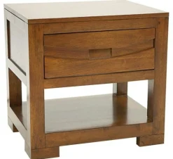 Table de chevet exotique 1 tiroir hévéa 50x40x48 NIAGARA