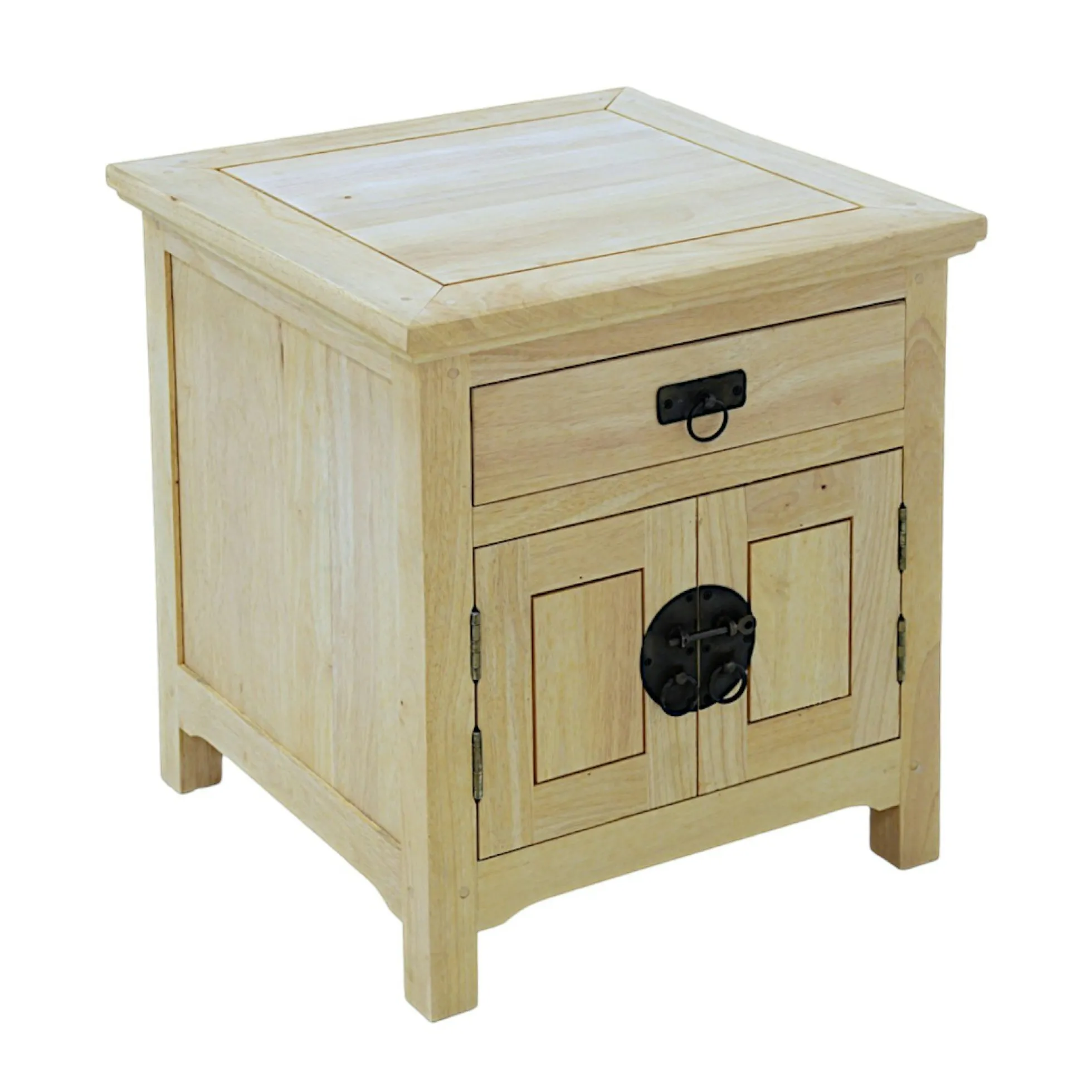 Table de chevet Hévéa 2 portes, 1 tiroir 50x50x54cm MAORI