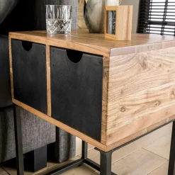 Table de chevet industrielle tiroirs métal BUNBURY