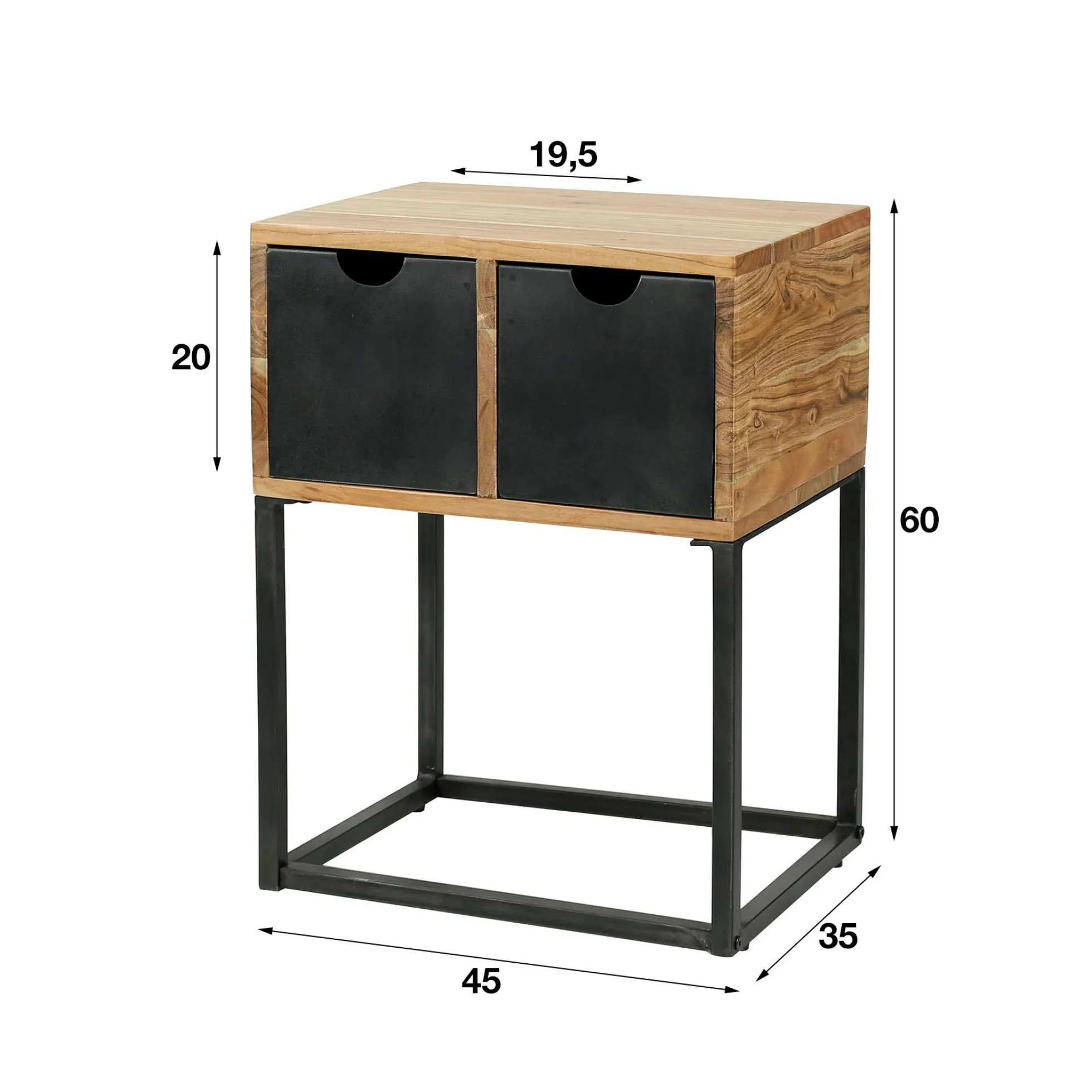 Table de chevet industrielle tiroirs métal BUNBURY