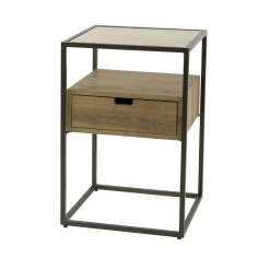 Table de chevet moderne effet travertin 1 tiroir ASCOLI