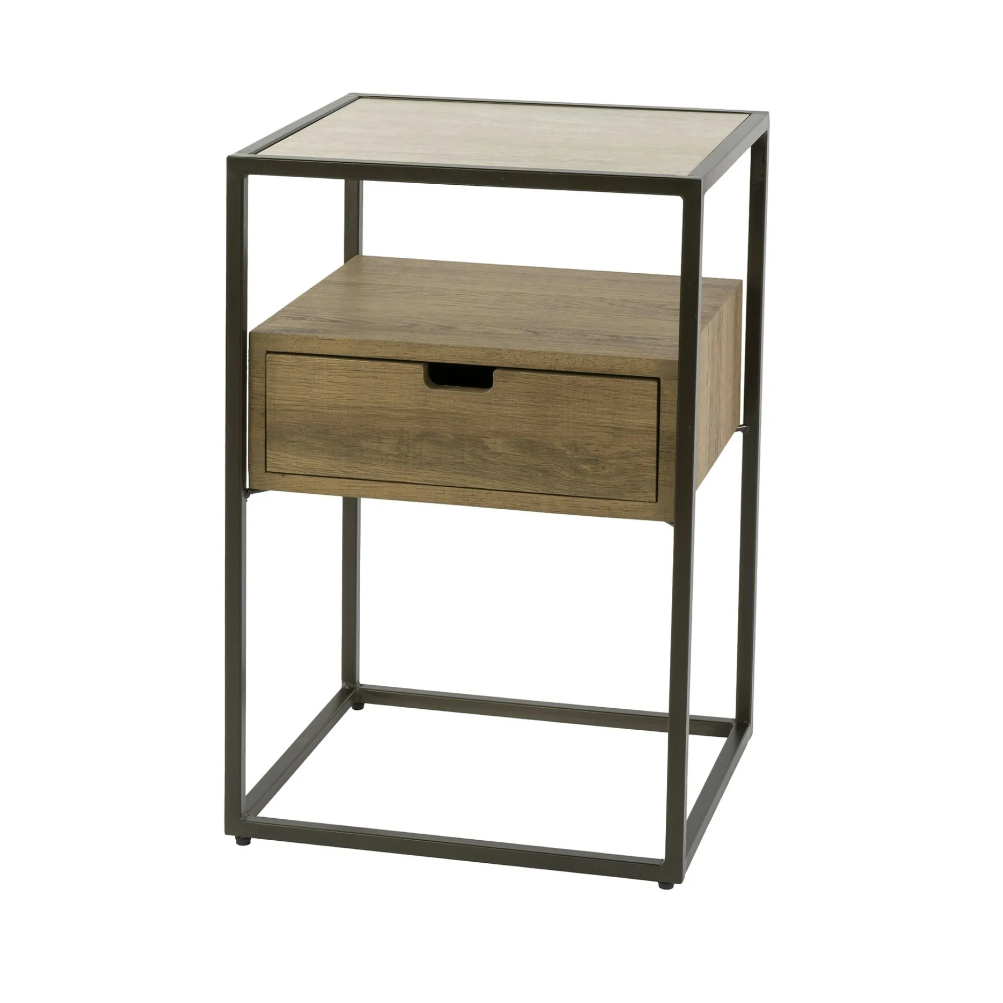 Table de chevet moderne effet travertin 1 tiroir ASCOLI