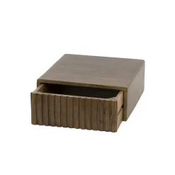 Table de chevet murale bois brun, tiroir rainuré (x2) NAKO