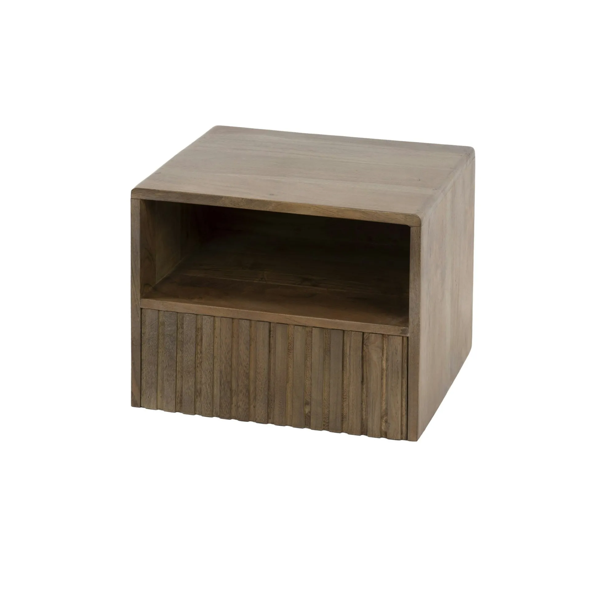 Table de chevet murale bois brun, tiroir & niche NAKO