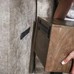Table de chevet murale bois brun, tiroir & niche NAKO