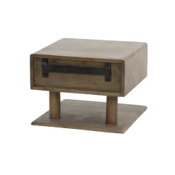 Table de chevet murale bois brun, tiroir & étagère NAKO