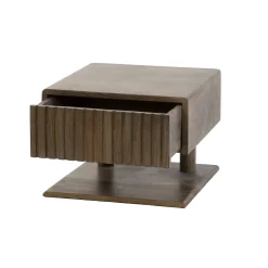 Table de chevet murale bois brun, tiroir & étagère NAKO