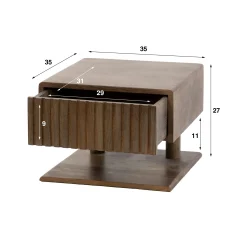 Table de chevet murale bois brun, tiroir & étagère NAKO