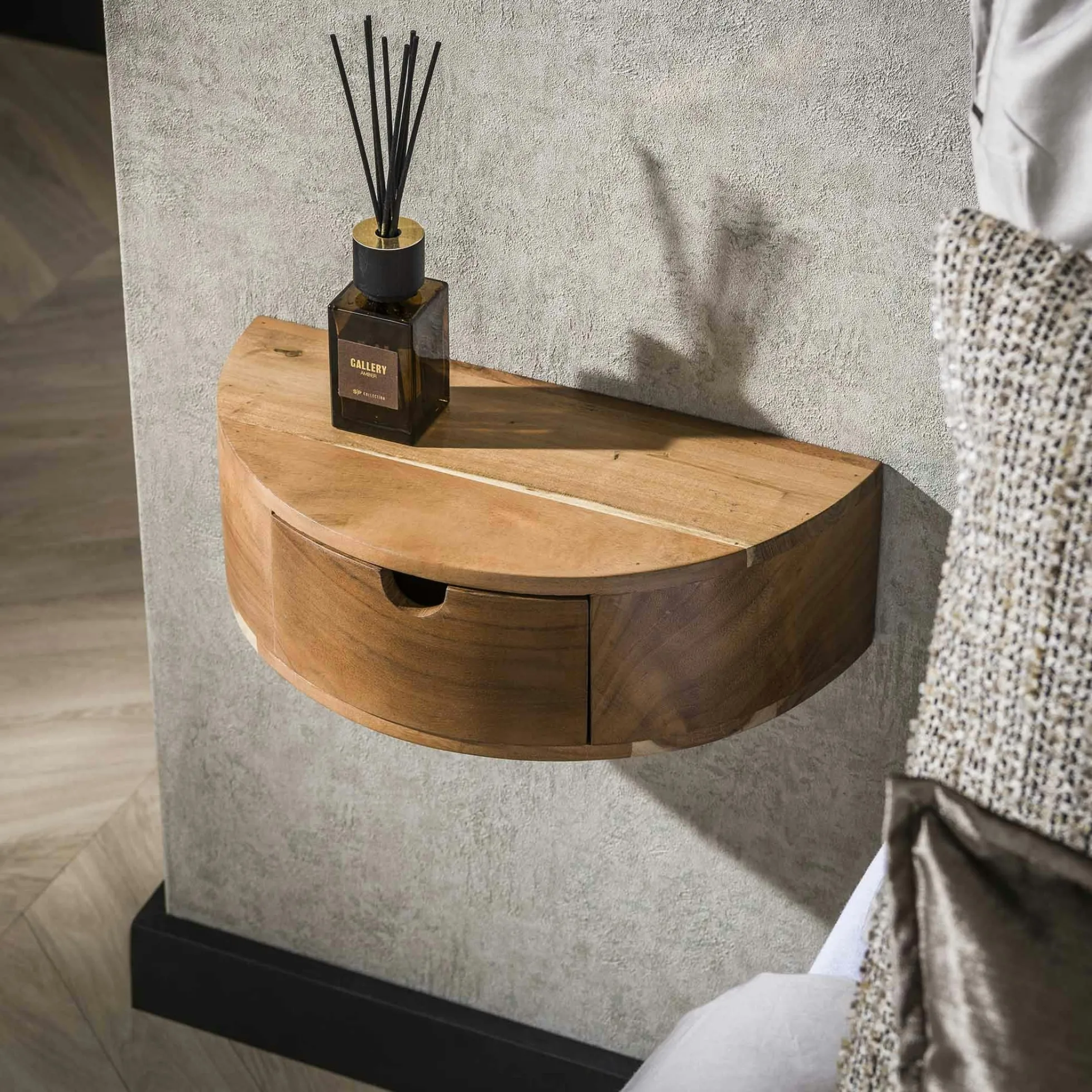 Table de chevet murale courbe 1 tiroir MELBOURNE