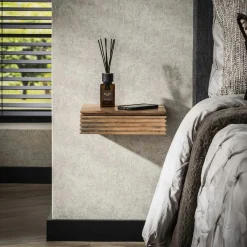 Table de chevet murale en bois d'acacia avec stries (lot de 2) MELBOURNE