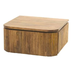 Table de chevet murale en bois de manguier motif baguette 1 tiroir DELHI