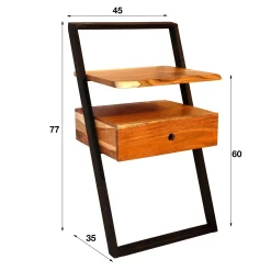 Table de chevet murale en bois et métal MELBOURNE