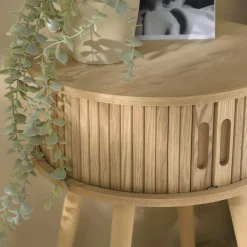 Table de chevet ronde en bois couleur naturelle D40cm CASTILLE