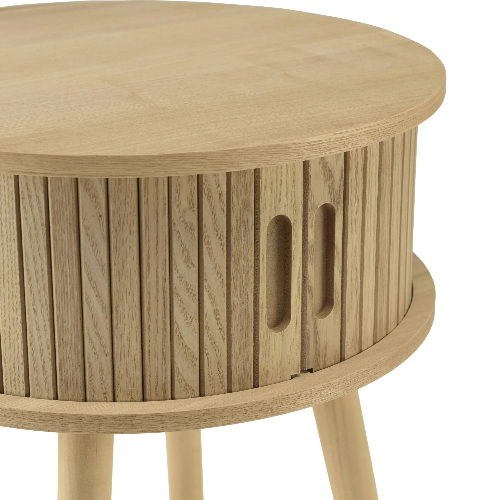 Table de chevet ronde en bois couleur naturelle D40cm CASTILLE