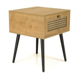 Table de chevet scandinave 1 tiroir cannage ALCUDIA