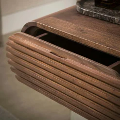 Table de chevet suspendue bois d'acacia foncé 1 tiroir NAKO