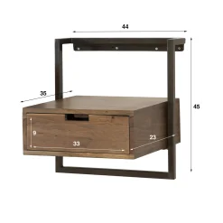 Table de chevet suspendue bois brun 1 tiroir NAKO