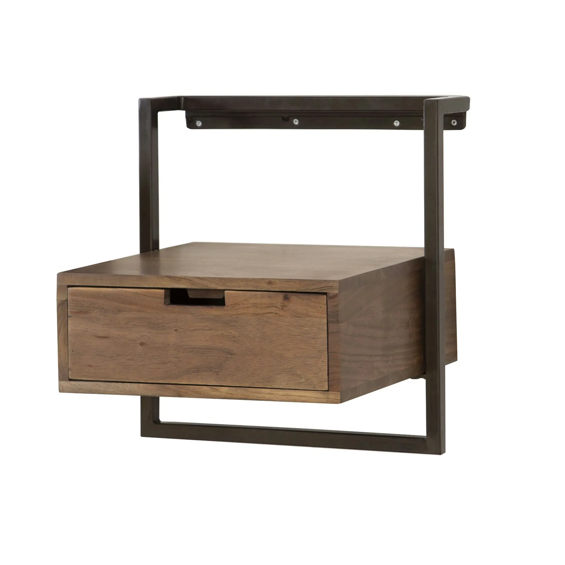 Table de chevet suspendue bois brun 1 tiroir NAKO