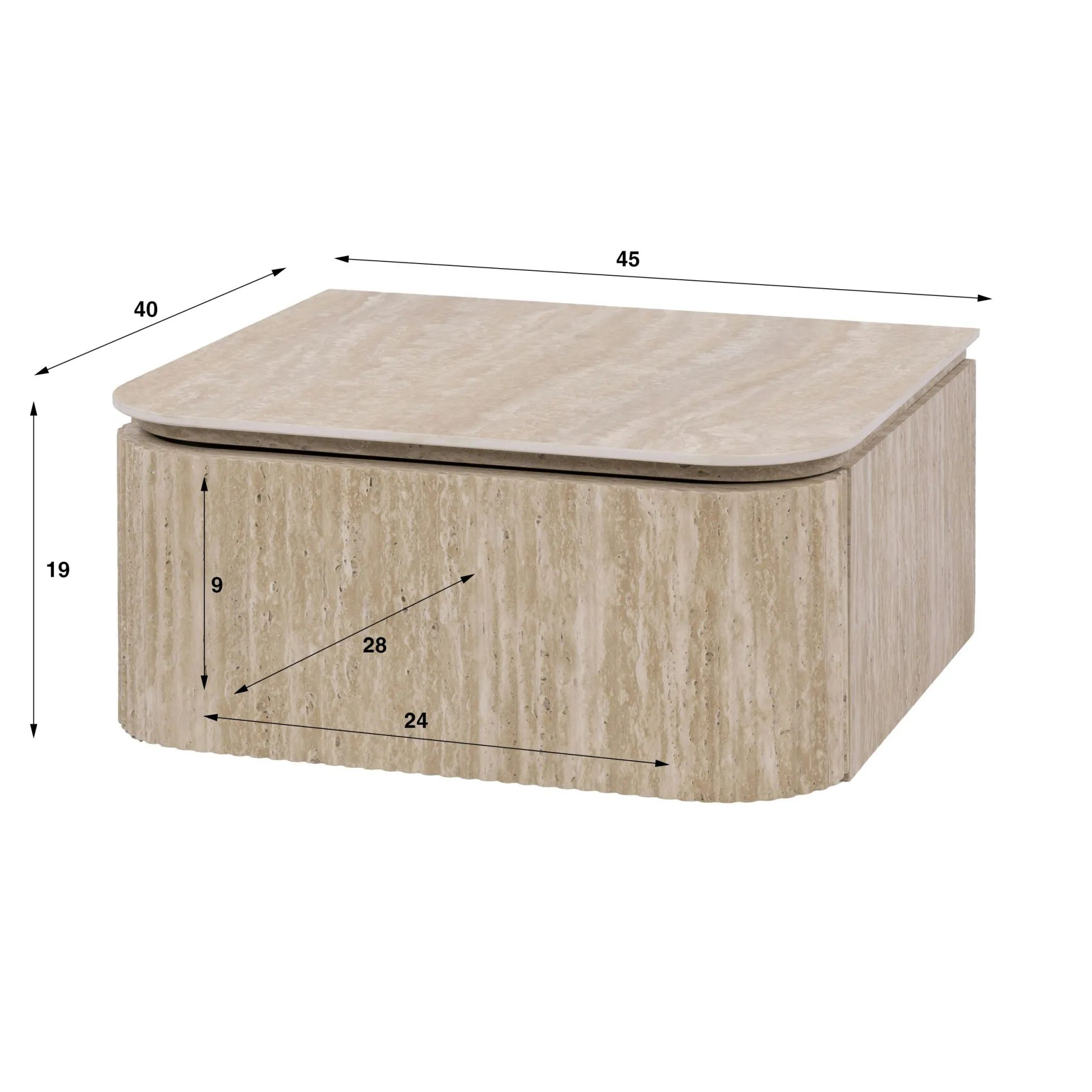 Table de chevet suspendue effet travertin 1 tiroir ASCOLI