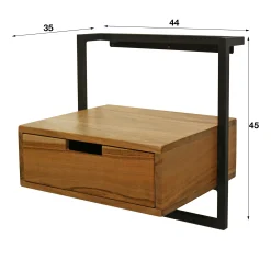 Table de chevet suspendue en bois et métal MELBOURNE