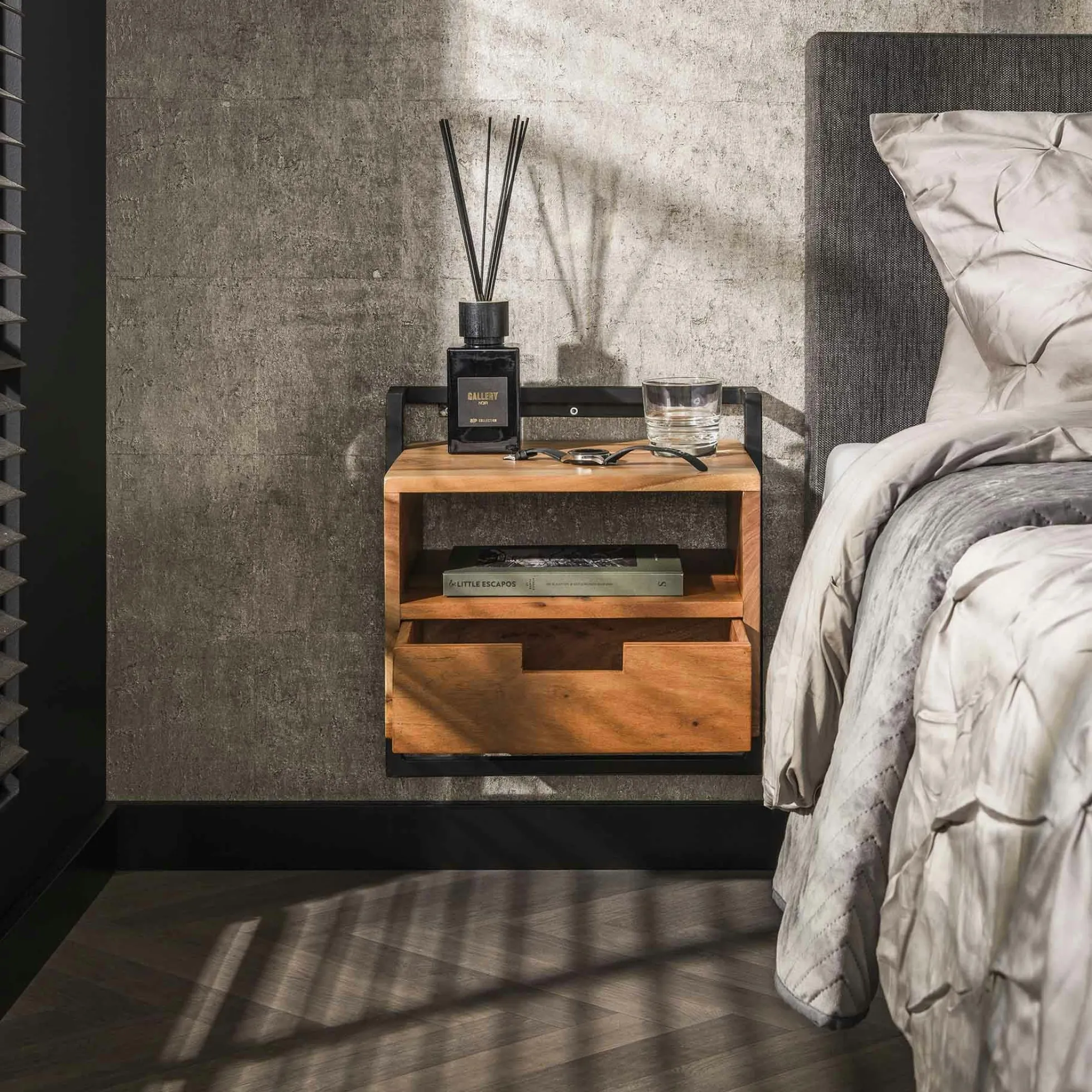 Table de chevet suspendue moderne en bois MELBOURNE