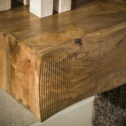 Table de chevet suspendue 1 tiroir bois rainuré 40 cm DELHI