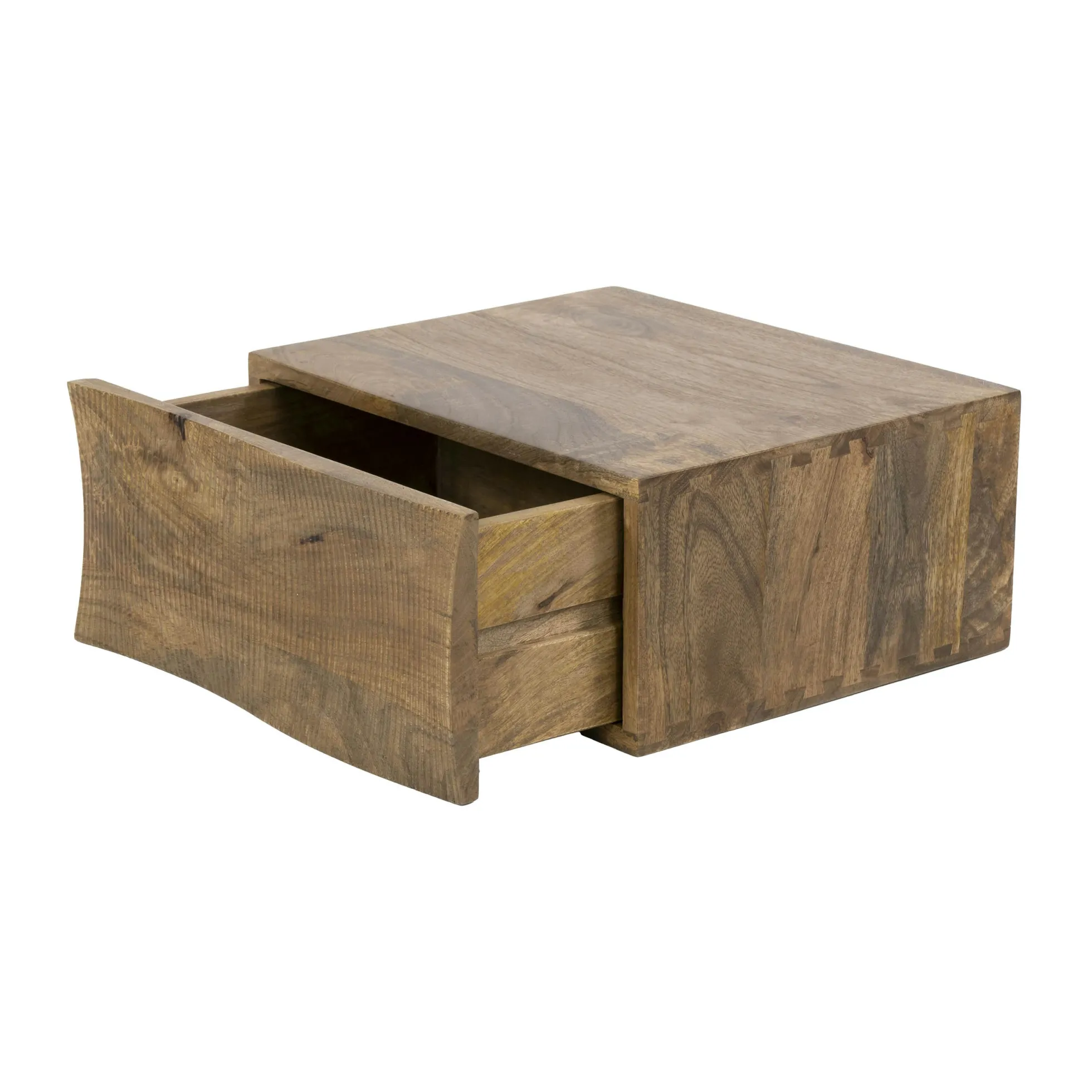 Table de chevet suspendue 1 tiroir bois rainuré 40 cm DELHI