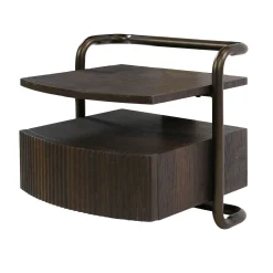 Table de chevet suspendue 1 tiroir effet bois et métal bronze TERRA