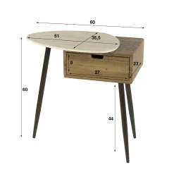 Table de chevet 1 tiroir, céramique et effet bois (G) ASCOLI