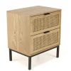 Table de chevet 2 tiroirs cannage rotin PALMA