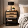 Table de chevet 2 tiroirs en bois clair moderne MILORA