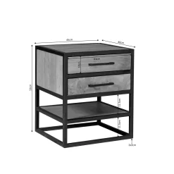 Table de chevet 2 tiroirs en bois clair moderne MILORA