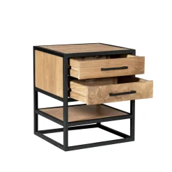 Table de chevet 2 tiroirs en bois clair moderne MILORA